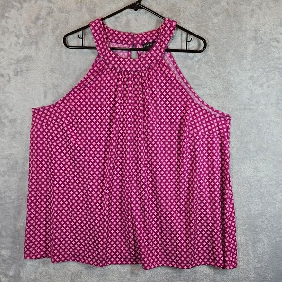 Lane Bryant Womens 22/24 Pink Top Ruched Skirt Set flowy stretchy vacation fun - Picture 6 of 15